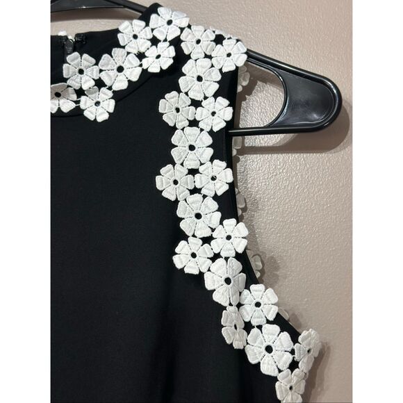 NWOT Shoshanna Ric Rac Black & White Floral Trim Min Dress Women's 6US - Picture 3 of 11